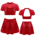 thumbnail image 1 of Hansber Robe de Danse Jazz Lyrique à Sequins pour Filles 2 Pcs Crop Top Contemporain Dos Ouvert avec Jupe Rouge 6, 1 of 6