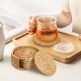 thumbnail image 4 of 1 Set Rattan Coasters Home Cup Coasters Boho Coasters Woven Coasters Coffee Table Coasters with Holder, 4 of 9