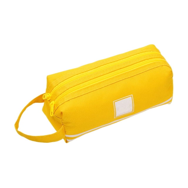 SIYTUAU Double Layer Oxford Cloth Pencil Case 7.9X2.95X2.95 Inches Yellow For School Students Large Capacity Zipper Double Pull Design Pencil Case Portable Yellow