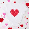 thumbnail image 1 of Meichang T-Shirts de la Saint-Valentin pour Femmes Hauts Mignons Imprimé Cœur Hauts Mignons Col Rond Manches Courtes Décontractées T-Shirts de Vacances Saint-Valentin, 1 of 6
