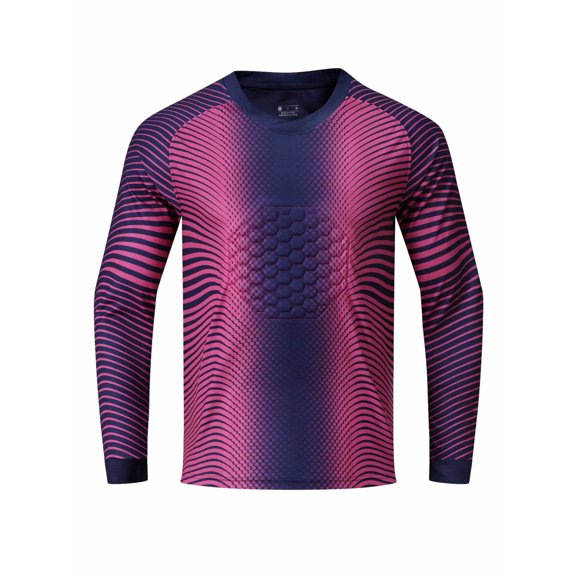 Kaerm Garçons Enfants Chandails de Gardien Rembourrés Jeunesse Manches Longues Maillot de Gardien de Soccer Uniforme d'Entraînement de Soccer Chandail de Course Bleu Marine Foncé 20