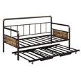 thumbnail image 2 of Twin Pop Up Trundle Bed Frame, Trundle Day Bed with Lockable Casters, Foldable Metal Platform, Metal Slats Support, 2 of 8