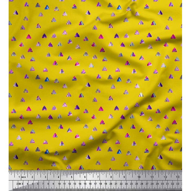 Soimoi Cotton Duck Fabric Texture & Triangle Geometric Decor Fabric Printed Yard 42 Inch Wide
