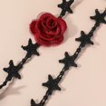 thumbnail image 2 of LinYooLi Collier Ras du Cou Fleuri pour Femmes Collier Gothique Floral à Lacets Collier Rose Long Collier en Velours pour Mariage Fête d'Été, 2 of 6