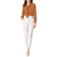 thumbnail image 2 of INSPIRE CHIC Chemise Élégante pour Femme de Travail/bureau à Manches Longues Plissée à Col Noué Brun TP, 2 of 6