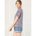 thumbnail image 4 of INSPIRE CHIC Haut Floral Élégant pour Femme à Manches Courtes Froncées, Coupe Régulière, 4 of 6