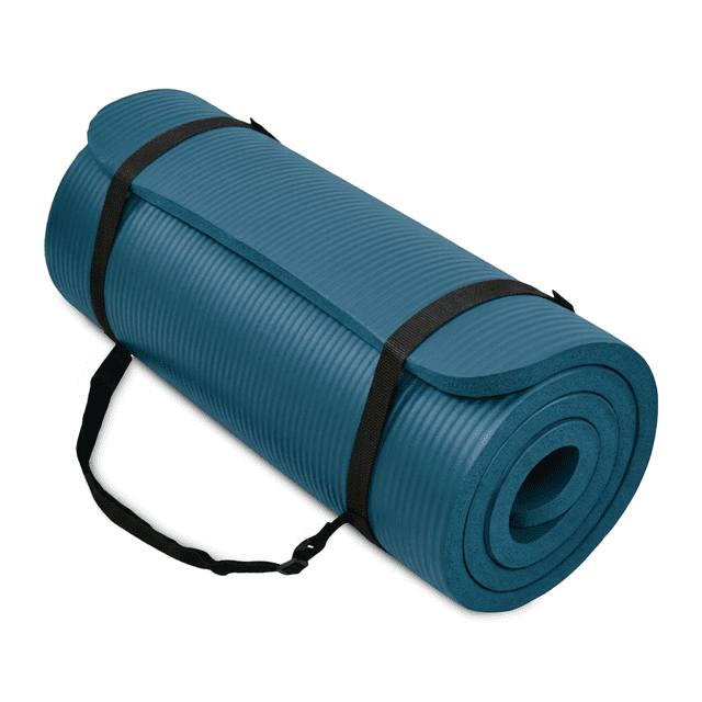 BalanceFrom Yoga Mat, 1" Extra Thick Exercise Pilates Workout Mat, Navy Blue