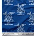 thumbnail image 1 of Soimoi Japan Crepe Satin Fabric Bird & Tree Block Print Fabric by The Yard 42 Inch Wide, 1 of 3