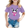 thumbnail image 1 of FhsagQ The 7th Of July T-Shirt Décontracté à Manches Courtes à Col Rond avec Imprimé de Pâques Mignon pour Fille Haut Fille Printemps The 7th Of July T-Shirts Taille 8-9 Printemps T-Shirts d'Été pour Tout-Petite Fille Pâques Violet 1-2 Ans, 1 of 3