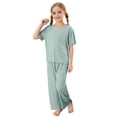 thumbnail image 3 of Hiiyo Little Girls Pajamas Soft Ribbed Short Sleeve T-Shirt Pants Loungewear, Sizes 1-15, 3 of 8