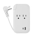 thumbnail image 1 of Globe Electric 2-Outlet White USB-A USB-C Portable Travel Power Block with 2 ft Wrapped Extension Cord, 1 of 6