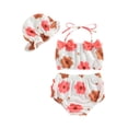 thumbnail image 1 of ZAXARRA Baby Girls Three Piece Swimsuits, Floral Print Halter Bikini Set Bathing Suit with Swim Cap, 1 of 8
