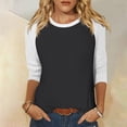 thumbnail image 2 of Timegard Womens Tops Plus Size Crewneck 3/4 Sleeve Color Block Comfy Tshirts Fall Casual Loose Tops, 2 of 7