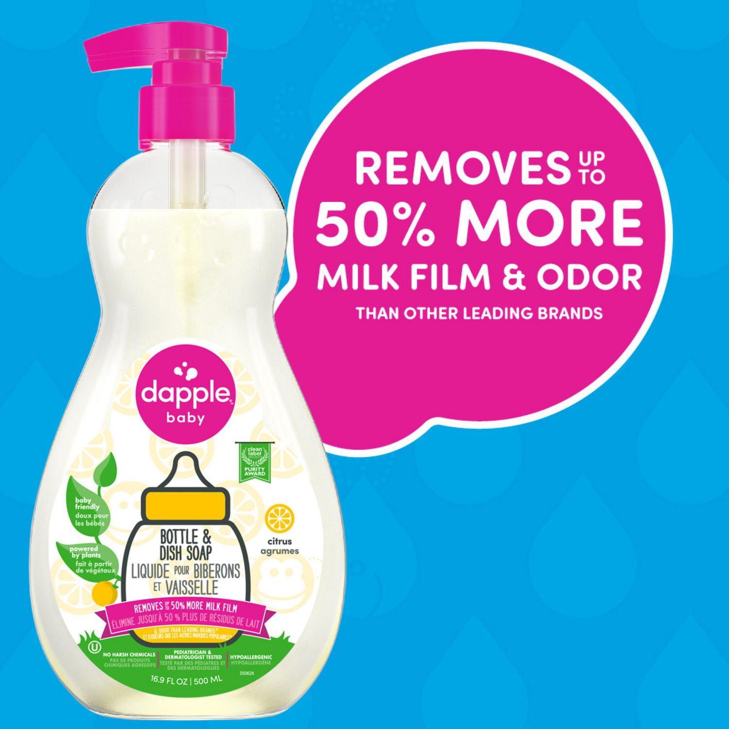 Dapple® Bottle & Dish Soap, Fresh Citrus, 500ml