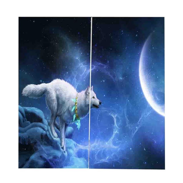 GUOOL Paire de Rideaux Animaux pour Chambre Salon Salle de Bain Loup des Neiges