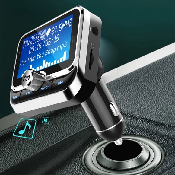Meitianfacai Car Mounted Bluetooth MP3 Player Car Audio FM Transmitter Telephone Hands Multilingual Display, Silver