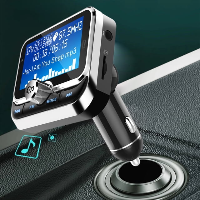 Meitianfacai Car Mounted Bluetooth MP3 Player Car Audio FM Transmitter Telephone Hands Multilingual Display, Silver