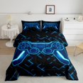 thumbnail image 2 of Erosebridal Neon Gamepad Bedding Sets Toddler with Comforter, Abstract Geometric Duvet Insert, Game Player Decor, Breathable 2pcs, 2 of 7