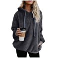 thumbnail image 2 of Pull à Capuche Manches Longues Hiver Femmes Pull Chaud avec 1/4 Zip, 2 of 7