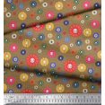 thumbnail image 2 of Soimoi Brown Poly Georgette Fabric Dots & Aster Floral Print Fabric by the Yard 52 Inch Wide, 2 of 3