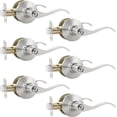 thumbnail image 1 of Poignée de Porte en Nickel Satiné Intérieur Levier de Porte de Passage en Nickel Brossé pour Hall et Garde-Robe Ensemble de Serrure de Porte Sans Clé Réversible pour Portes Côté Gauche Droit Levier Poignée Ensemble, 1 of 7