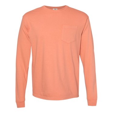 Comfort Colors T-Shirt à Manches Longues pour Hommes, Épais, Teint en Pièce, avec Poche, 3TG