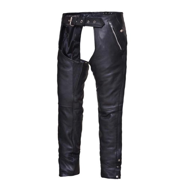 Chaps de Moto Unisexes à 4 Poches avec Doublure à Pression, Noir, Taille - TP