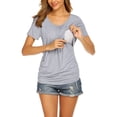 thumbnail image 1 of TIMIFIS T-Shirts d'Allaitement à Manches Courtes pour Femmes Été T-Shirt d'Allaitement Décontracté Col Rond Uni T-Shirt Post-Partum - Printemps/été, 1 of 5