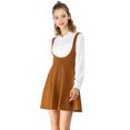 thumbnail image 2 of Unique Bargains Women's Button Decor Flared Hem Suspender Skirt, Brown, XX-Large, 2 of 6
