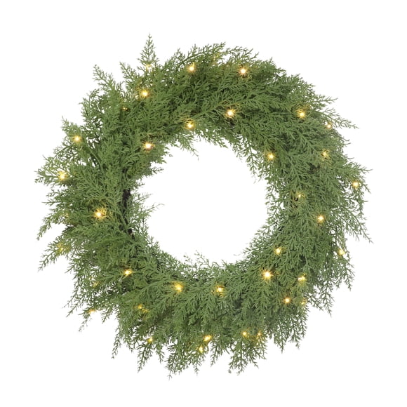 Holiday Time couronne de cèdre pré-éclairée de 61 cm, Vert