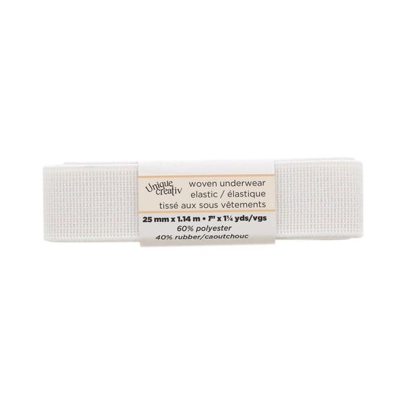 UNIQUE CREATIV Woven Underwear White Elastic, 25 mm (0.98 in), 14 m (15.3 yd)