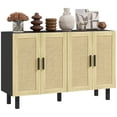 thumbnail image 1 of HOMCOM Boho Sideboard Buffet Cabinet with 4 Rattan Doors, Black, 1 of 10