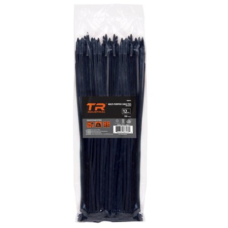 TR Industrial Multi-Purpose UV Resistant Black Cable Ties, 12 inches, 500 Pack