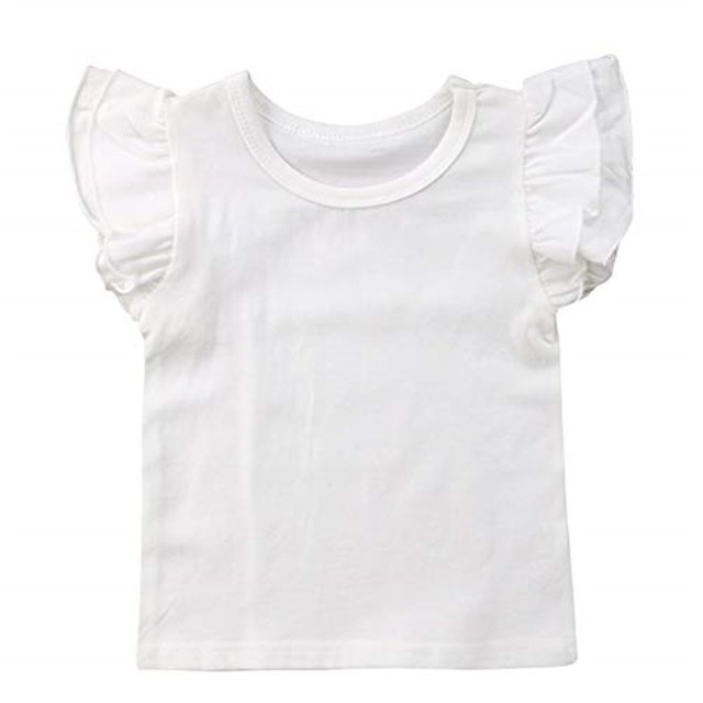 EYIIYE T-Shirt à Manches à Volants pour Bébé Fille Haut Tee Basique Tenue d'Été