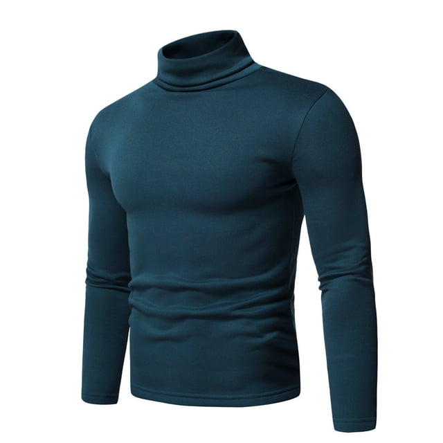 RKSTN Long Sleeve Tee Shirts for Men Turtleneck Solid Color Tops Fall Winter Soft Stretch Bottoming Blouse Tops