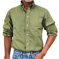 thumbnail image 1 of RXIRUCGD Chemise Blouse à Manches Longues pour Homme à Col Rabattu, Vert Armée, Taille : 2TG, 1 of 5