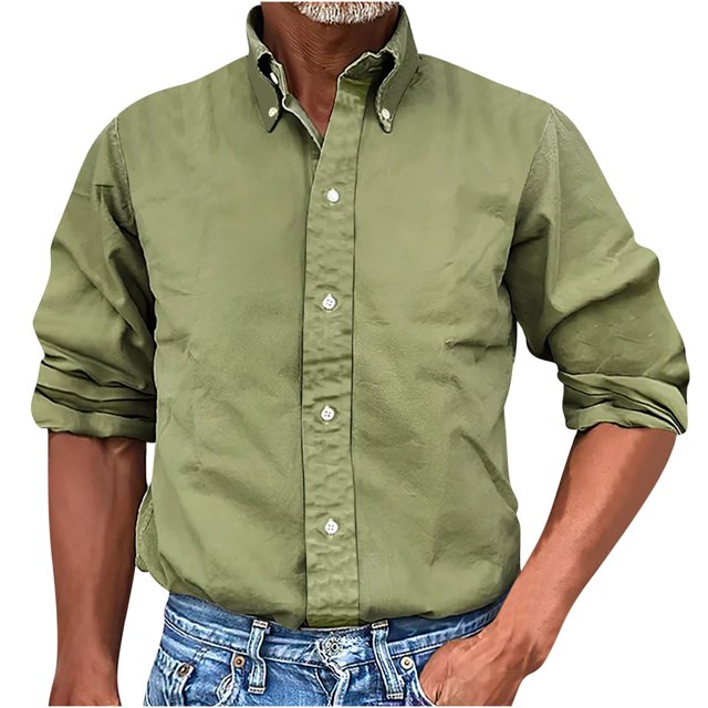 RXIRUCGD Chemise Blouse à Manches Longues pour Homme à Col Rabattu, Vert Armée, Taille : 3TG