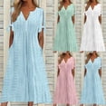 thumbnail image 1 of CEHVOM Robe d'Été de Plage pour Femmes, Robe à Épaules Dénudées Ample Ajourée Unie pour Femmes, Robe Courte Décontractée Boho Fluide Robe Maxi Midi Robes d'Été 2024, 1 of 6