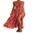 thumbnail image 2 of Robe Longue d'Été pour Femme à Imprimé Floral à Bretelles Spaghetti Robe de Vacances, 2 of 9