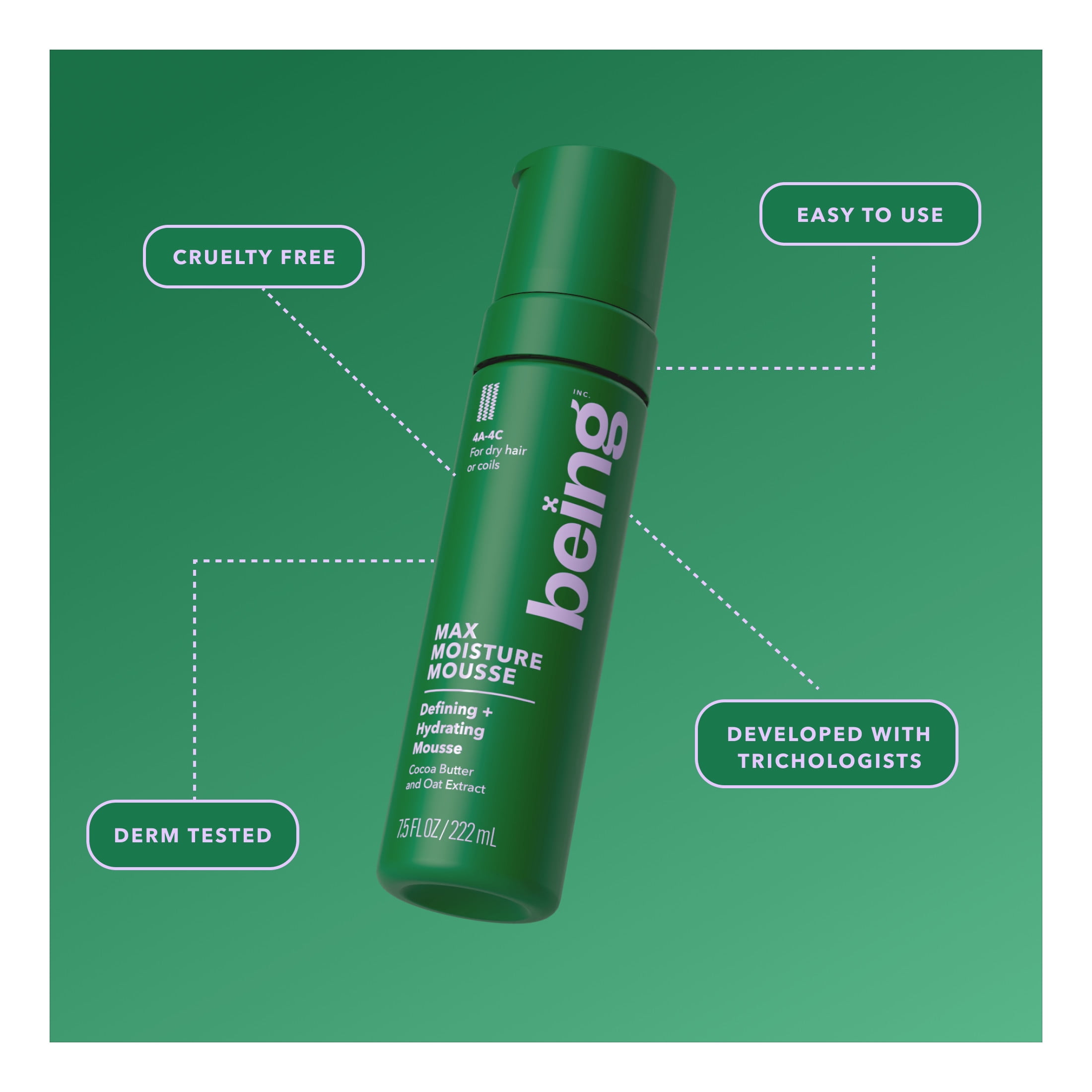being MAX MOISTURE MOUSSE Coil Defining Foam with Cocoa Butter and Oat Extract 222mL