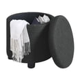 thumbnail image 3 of Designs4Comfort Round Accent Storage Ottoman w/Reversible Lid in Gray Fabric, 3 of 7