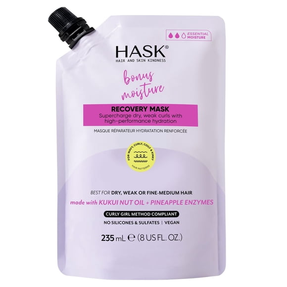 Hask Série Texture Masque Réparateur Hydratation Renforcée Fait avec de l'Huile de Noix de Kukui+enzymes d'Ananas. Idéal pour Cheveux Secs, Fragiles Ou Fins à Moyens
