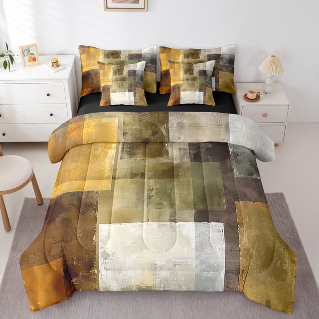 YST 7-Piece Hippie Graffiti Comforter Set, Twin – Watercolor Artwork, Abstract Aesthetic, Grunge Design