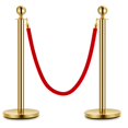 thumbnail image 1 of Gold Stainless Steel Stanchion Set with 5ft Red Velvet Rope, Heavy Duty Crowd Control Barrier Posts for Queue Management, Theaters, Weddings and Red Carpet Events, 2-Pack, 1 of 6