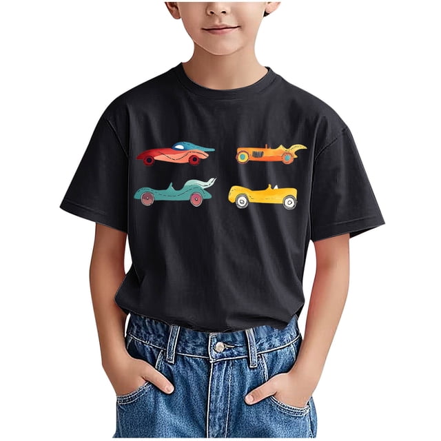 WRKEKC T-Shirts d'Été pour Garçons, T-Shirts Décontractés pour Garçons, T-Shirts Polyvalents Décontractés à Manches Courtes pour Enfants avec Motif Imprimé et Col Rond