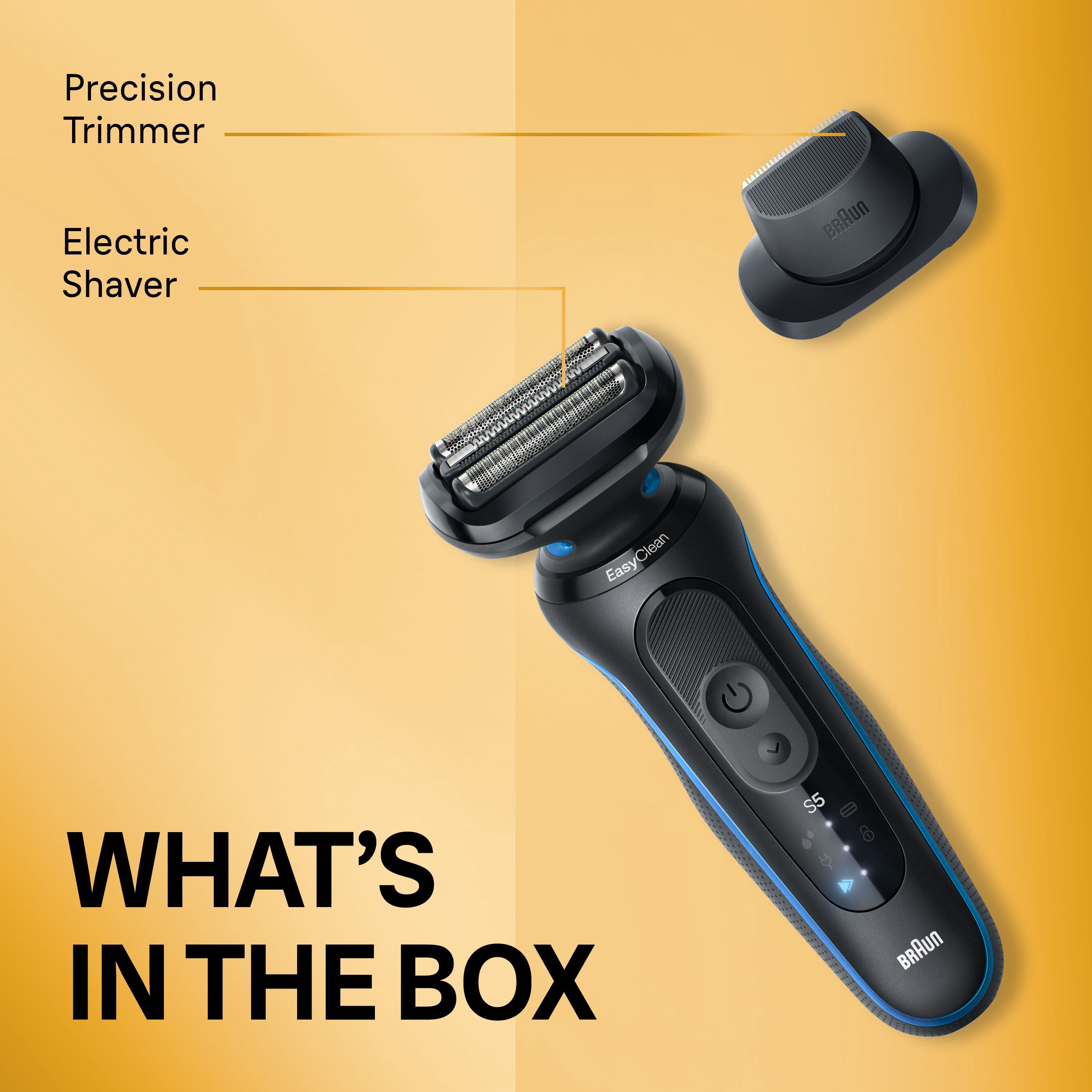 Braun Electric Shaver for Men, Series 5 5118s, Wet & Dry Shave, Turbo Shaving Mode, Foil Shaver, Engineered in Germany, Li-Ion battery up to 50 min, with Precision Trimmer, Blue