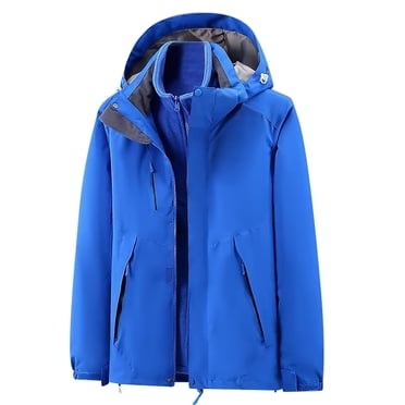 Pisexur Manteaux d'Hiver pour Femmes, Couleur Unie, Coupe-Vent Détachable, Veste Coupe-Vent de Plein Air pour la Randonnée et la Montagne, Veste d'Hiver à Fermeture Éclair avec Capuchon, Manteaux de Pluie Grande Taille avec Poches, P-4TG