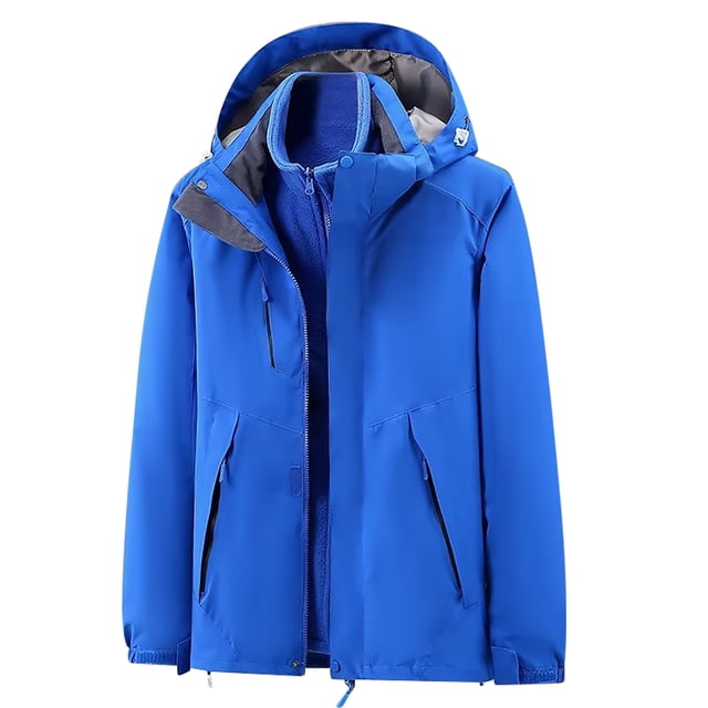 LSLJS Women's Men Winter Hooded Softshell Windproof Soft Coat Long Sleeve Jacket( Blue, M)