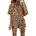 thumbnail image 1 of Ensembles d'Été 2 Pcs pour Femmes Mode Blouse à Col en V T-Shirts à Manches Courtes Shorts Ensembles de Tenue Décontractée Ensembles d'Été pour Femmes en Liquidation, 1 of 4
