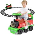 thumbnail image 1 of OLAKIDS Kids Ride On Train with Track, 6V Electric Toy with Lights and Sounds, Retractable Footrest, Under Seat Storage, Christmas Theme Battery Powered Gift for Toddlers Boys Girls, 1 of 9